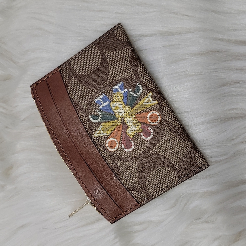 Coach Shaped Card Case In Signature Canvas With Coach Radial Rainbow
